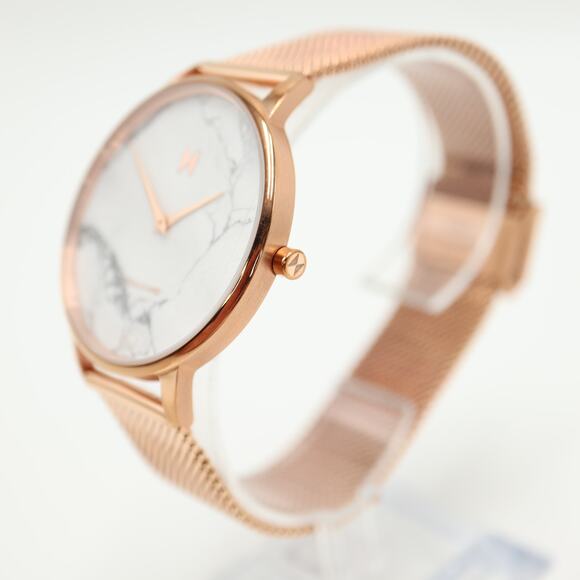 MVMT Women's Malibu Marble Watch 38mm Rose Gold Tone Mesh Strap w New Battery - Picture 9 of 14